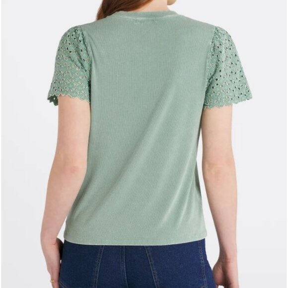 Design History Muni Eyelet Flutter Sleeve Knit Top -NWT - Picture 3 of 8